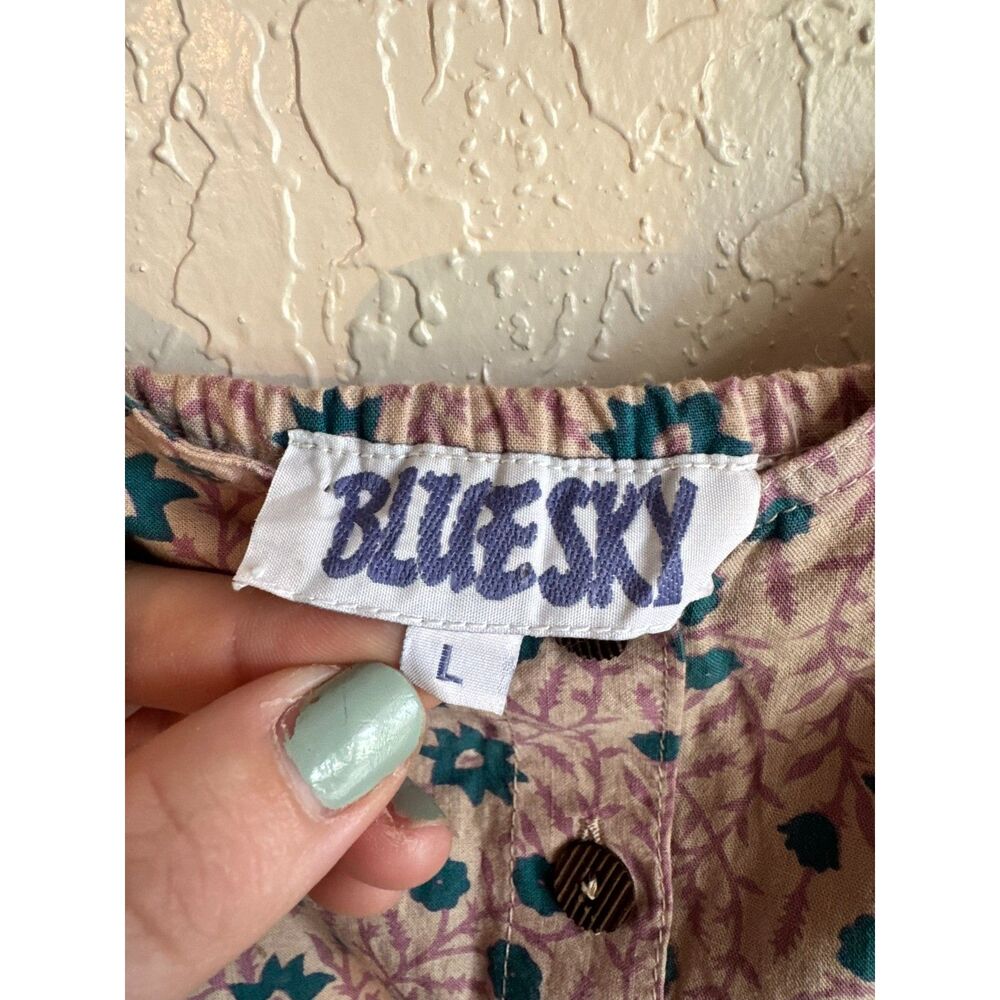 Blue Sky Patchwork Maxi Dress Women’s Size L Adjustable Strap Boho Indie Summer - Picture 5 of 7